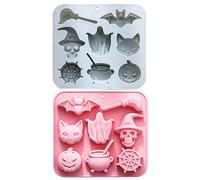 2 Piezas De Formas De Silicona De Halloween - Forma De Pastel Casera | Formas De Silicona Fácilmente Derogables Para Halloween, Dulces, Bodas, Cocina, Platos De Cocina, Pastel De Jabón, Panaderos De F