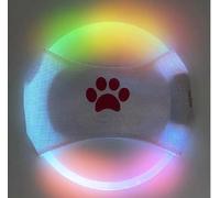 2 piezas de frisbee luminoso LED para entrenamiento de perros, TPU no tóxico, goma suave resistente a la molienda y mordeduras, rompecabezas luminoso recargable para mascotas, juguete para lanzar al