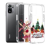 2 piezas de funda para móvil compatible con Xiaomi Redmi Note 10 4G/Note 10S de silicona con elementos navideños, MoEvn Funda transparente suave y resistente a golpes con temática navideña, árbol de