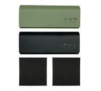 2 Piezas De Gafas De Cuero Pu Carcasa Y 2 Piezas De Tela De Limpieza, Gafas Simples, Caja De Almacenamiento Portátil, Accesorios De Gafas.