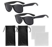 2 Piezas De Gafas Estenopeicas, 2 Piezas De Tela Para Gafas, 2 Piezas De Bolsas Para Gafas, Gafas De Sol Con Ojales, Gafas De Sol Con Uñas De Arroz, Gafas De Malla Para Hombres Y Mujeres (Negro)