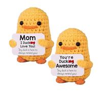 2 Piezas De Ganchillo Inspirador Pato Positivo Animales De Ganchillo Positivos Hechos A Mano Apoyo De Alegría Emocional Regalos Divertidos De Patatas Encurtidas con Tarjeta De Afirmaciones