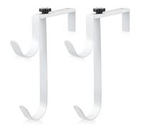 2 piezas de ganchos dobles ajustables para poste de piscina, ganchos de valla de piscina de panel engrosado de metal para colgar herramientas para valla de vinilo, pared, escumadores, manguera