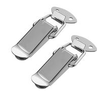 2 piezas de hebilla boca pato, cierre gancho, resorte acero inoxidable, palanca, clip abrazadera, cerrojo plateado, captura, caja madera(A 304 Stainless Steel 85mm)