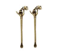 2 piezas de herramienta de eliminación de orejas encerada de Budas, cuchara de oreja retro Guanyin mano flor oreja cuchara