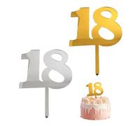 2 Piezas De Inserciones De Pastel De Acrílico, Decoraciones De Cupcakes De Cumpleaños Número 18, Oro De Cumpleaños De Topper De Pastel