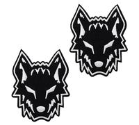 2 piezas de insignia de bordado de lobo negro con gancho y lazo de nylon táctico militar parche de auditoría divertido personalidad accesorios de disfraz para chaqueta, chaleco, ropa, sombrero