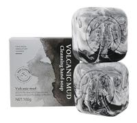 2 piezas de jabón de carbón de carbón 100 g de jabón para la cara de arcilla volcánica para el acné ingredientes naturales para hombres para mujeres cuero cabelludo, cara & jabón para el cuidado de l