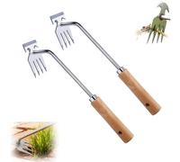2 piezas de jardinería manual de malezas de acero inoxidable con mango de madera, dispositivo de eliminación de malas hierbas, resistente azada de jardín para eliminar malas hierbas y aflojar el suelo