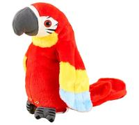 2 piezas de juguete de loro parlante de felpa vívida, loro parlante interactivo repite lo que dijiste, juguetes electrónicos para pájaros para niños y niñas, fiesta de cumpleaños, sin batería, rojo