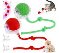 2 piezas de juguete interactivo para gatos, pelota eléctrica con luz LED, USB recargable, inteligencia, pelota de gato que rueda 360°, juguete para gatos y perros