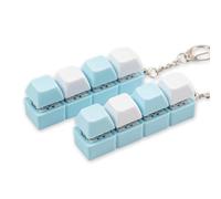 2 piezas de juguete para ansiedad con teclado azul, juguete para ansiedad de teclado fuerte para adultos, juguete de ansiedad de 4 teclas, llavero de teclado para aliviar el estrés y pasar el tiempo