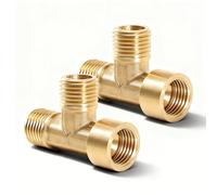 2 piezas de latón en T de tubería, 1/4" x 1/4" x 1/4" x 1/4" NPT 3-Way T-Connector con interior x exterior x rosca exterior para el transporte de tuberías de gas, aire comprimido, agua, accesorios