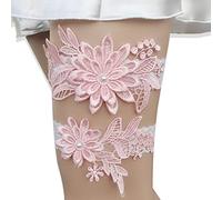2 Piezas de Ligas Elásticas de Encaje de Flores, Liga de Boda para Damas, Adecuada para Novias, Damas de Honor, Bodas, Decoración Diaria (Rosa)
