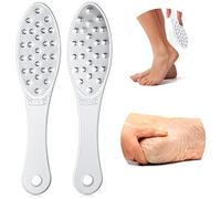 2 piezas de lima de pies para pies de acero inoxidable de doble cara, raspador de talón de grano grueso y fino para talones agrietados, limpiador profesional de pies de piel muerta