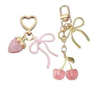 2 Piezas De Llavero, Cole Dulce De Fresa Y Cereza, Exquisitos Accesorios De Estilo Minimalista, Cole De Fruta De Mochila.