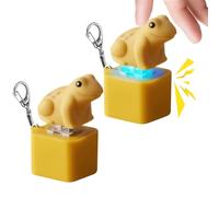2 Piezas de Llavero de croar de Rana, Juguete para aliviar el estrés, Juguete de croar de Rana Recargable, Llavero con botón de clics para niños y Adultos