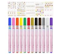 2 Piezas De Manicura, 10 Pegatinas De Manicura De Dibujos Animados, Pluma De Arte De Manicura De Alineación, Herramientas De Graffiti De Pintura De Uñas