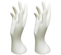 2 Piezas de Mano de maniquí, Soporte de joyería de Mano de plástico, Soporte de exhibición de escaparate, Organizador de Joyas para Anillos, Pulseras, Relojes, Guantes, Blanco
