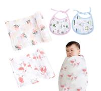 2 Piezas De Mantas Para Bebés, 2 Piezas De Baberos Para Bebés, Mantas Para Recién Nacidos, Mantas Para Bebés, Mantas Para Dormir Para Bebés, Mantas Para Pañales De Muselina