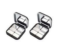 2 piezas de maquillaje en polvo con espejo transparente vacío paleta de sombras de ojos para mujeres y niñas, caja de vidrio denso portátil