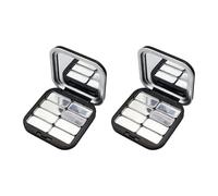 2 piezas de maquillaje en polvo con espejo transparente vacío paleta de sombras de ojos para mujeres y niñas, caja de vidrio denso portátil