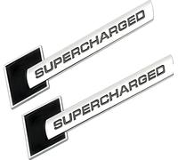 2 Piezas de Metal con Logotipo sobrealimentado para Coche, Emblema de Coche, Insignia, Pegatina Trasera para Guardabarros Lateral (Cromo-Negro)