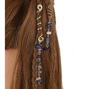 2 piezas de metal Dreadlocks Haarschmuck,Haarspiralen Clips Spiral Pin Spirale Haarspange mit Steinperlen Spirale Haar Clip Zücken Schmuck für Männer & Frauen DIY Haar Stil,Marine