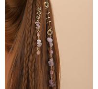 2 piezas de metal Dreadlocks Haarschmuck,Haarspiralen Clips Spiral Pin Spirale Haarspange mit Steinperlen Spirale Haar Clip Zöpfe Schmuck für Männer & Frauen DIY Haar Stil,HellPurple