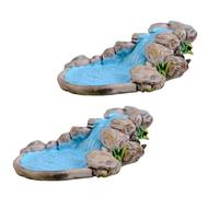2 piezas de mini piscina de agua en miniatura azul para jardín de hadas para decoración de casa de muñecas de montaña, estatuas al aire libre, personaje antiguo de pueblo europeo y estilo señorial
