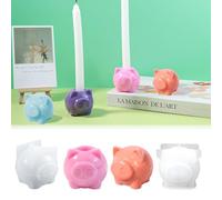 2 piezas de molde de silicona para cerdos portavelas WISIRENT, forma de cerdo de la suerte molde de silicona para portavelas formas de fundición de silicona, moldes de silicona formas de fundición