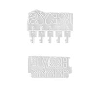 2 piezas de moldes de silicona para hacer llaveros DIY, molde de silicona con letras para colgadores de llaves decorativos de pared, moldes flexibles de resina para fundición para