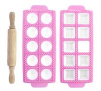 2 piezas de moldes para raviolis con 10 rejillas, cuadrados rosas y redondos, raviolis italianos, forma de albóndigas, juego para hacer raviolis, albóndigas