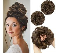 2 piezas de moño desordenado para mujeres y niñas, moños sintéticos, extensiones de pelo, cola recogida, sal y pimienta