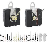 2 piezas de movimiento de pared miniatura para relojes, mecanismo reloj de pared, mecanismo reloj pared pilas, piezas de repuesto con 6 manecillas para bricolaje, reparación, reemplazo de piezas