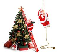2 piezas de Navidad eléctrica escalada Santa Claus árbol de Navidad Santa Claus Escalera de escalada arriba y abajo decoraciones de escalada colgante Santa Trepador Santa Claus Cuerda de escalada musical para adorno del hogar