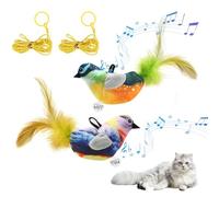 2 piezas de pájaro de simulación de pájaro, juguete para gatos con cuerda elástica, juguete interactivo para gatos, juguete de inteligencia para gatos