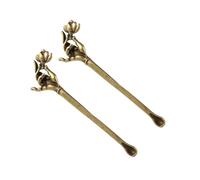 2 piezas de palillos de oreja retro Guanyin mano flor oreja cuchara oreja encerado herramienta de extracción Budas mano oreja pala para limpieza de orejas