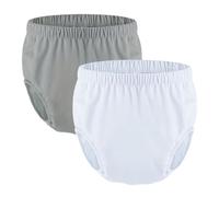 2 Piezas de Pañales de Natación Reutilizables para Necesidades Especiales,Cubiertas de Pañales para Adultos Pantalones de Plástico Impermeables a Prueba de Fugas(Gray+White,Large)