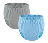 2 Piezas de Pañales de Natación Reutilizables para Necesidades Especiales,Cubiertas de Pañales para Adultos Pantalones de Plástico Impermeables a Prueba de Fugas(Gray+Blue,X-Large)
