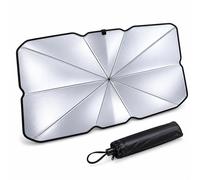 2 piezas de parasol plateado de titanio de calidad para coche, 1 paraguas solar + 1 bolsa de almacenamiento, aislamiento térmico y protección UV para el parabrisas delantero, diseño plegable