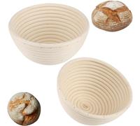 2 piezas de pasta redonda a prueba de pan con cestas de ratán en ascenso, 7 pulgadas europeas Banneton Banneton Banker para cocinar con levadura nature y profesional