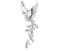 2 Piezas De Pegatinas De Tatuaje A Base De Hierbas Jugo Semipermanente No Reflectante Impermeable Pluma De Ave Fénix De Larga Duración