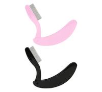 2 Piezas De Peine Plegable Plegable, Peine De Dientes De Acero Inoxidable, Peine Espaciado De Pestañas, Accesorios De Belleza Portátiles (Negro, Rosa).