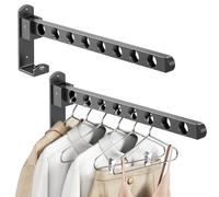 2 piezas de percha plegable para ropa, barra de ropa de aluminio para montaje en pared, perchas giratorias de 90° para pared, perchero de pared con tornillo de fijación, percha plegable para balcón o
