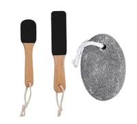 2 Piezas De Piedras Para Pies Con Mango De Madera Y 1 Piedra Ovalada Para Pies, Herramientas De Limpieza De Pies, Juego De Cuidado De Pies, Accesorios De Baño