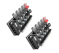 2 piezas de placa base de 1 a 10 puertos ventilador divisor de refrigeración de 4 pines Extensión Fuente de alimentación Adaptador de controlador de velocidad de PC Controlador de velocidad de