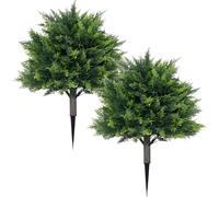 2 Piezas de Plantas al Aire Libre Artificiales, arbustos de cipreses de Falso Verde con Pico molido para la decoración del jardín del Porche Delantero