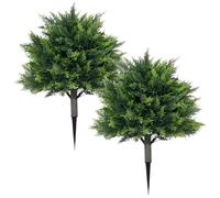 2 piezas de plantas artificiales al aire libre, verdes arbustos artificiales al aire libre con espiga molida de cipreses topiarios para el porche delantero de la parte delantera de la jardín del porc