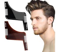 2 Piezas de Plantillas de Barba para Hombres, Peines de Estilo para Barba, Adecuado para Barba de Mentón, Patillas y Barba de Cuello, Marrón Café y Negro